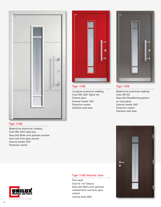 Type 1109 LivingLine – Horizontal Basic Madras Glass LivingLine Aluminium-Wood Door, Steel or Oak Core, Multi-Lock, Custom Handle Set, 200+ Color Choices, Luxury Home Entrance Solution